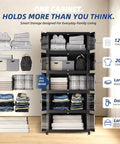 No Sweat Roll Away Stackable Storage Bins With Smooth Casters And Parking Brakes Large Folding Closet Organizers For Messy Rooms And Junk Drop Boxes Black Five Pack Ready with towels, clothes, and blankets organized.