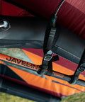 Close-up of Javelin Adjustable Carbon Boom V1 for Wing Foil with ergonomic grip and secure straps