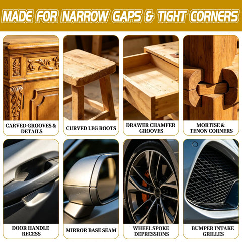 Wood and metal surfaces highlighting narrow gaps for All In One 410 Piece 1 Inch Sanding Disc Kit With Hook And Loop Backing Pads
