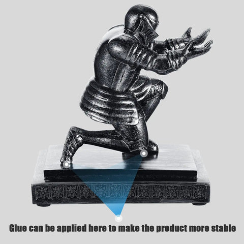 Knight Pen Holder With Two Pens And Resin Desk Organizer For Men Funny Executive Pen Stand on decorative base with glue spots