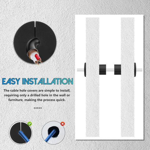Cool Silicone Cable Grommet Kit Covers Wall Hole Pass Throughs For Home Office Or Industrial Setup Super Tear Resistant And Built To Last With Wire Insert Protection, black wall cable cover installed