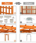 Comparison of 85 Inch Wooden Garden Arch Trellis versus others, showing detailed assembly and materials