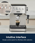 Top Notch Stainless Steel Espresso Machine With Built In Milk Frother For Killer Homemade Lattes And Smooth Cappuccinos Powered By Consistent Nine Bar Pressure And Zero Effort Auto Stop Settings Anytime with intuitive control panel.