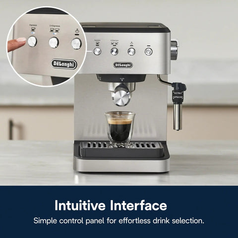 Top Notch Stainless Steel Espresso Machine With Built In Milk Frother For Killer Homemade Lattes And Smooth Cappuccinos Powered By Consistent Nine Bar Pressure And Zero Effort Auto Stop Settings Anytime with intuitive control panel.