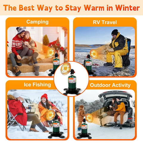 Portable Propane Heater For Camping And Outdoor Spaces, Rugged Base With Propane Tank Holder, Cranks Out Warmth And Easy Start