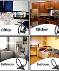 Badass Flex Gooseneck Cell Phone Holder For Desk And Bedside Ultra Tough Long Arm Clip Mount Compatible With All Iphones And Android Phones In Black used in office, kitchen, bathroom, and bedroom setups.