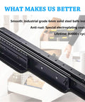 Heavy Duty Beefed Up Undermount Drawer Slides Bottom Mount Full Extension Ball Bearing Rails 24 Inch Pair 265lbs Load Capacity Cold Rolled Steel Under Staircase Pantry Cabinet 3 Fold Design