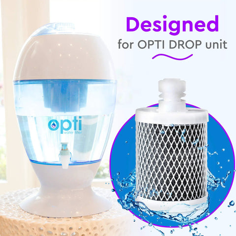 Alkaline Replacement Water Filter For Home Use with OPTI DROP unit, 200 gallons capacity, pH raises to 9.0, made in the USA.