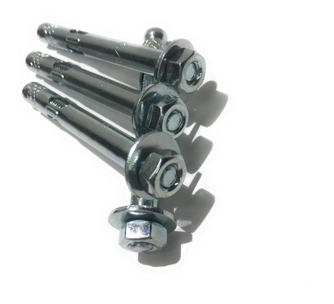 Concrete Sleeve Anchors With Nuts And Washers, Zinc Plated Steel Hex Head, 5/16 Inch By 2.5 Inch, Masonry Fasteners, 4 Pack