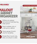 Heavy Duty Chrome Wire Pullout Cabinet Organizer Slick Glide Basket For Pots Pans And Lids Hella Organized Kitchen Storage Upgrade in use, showcasing cookware.