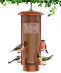 Weight Activated Squirrel Proof Bird Feeder For Outdoor Use Large Capacity Keeps Squirrels From Stealing Seed While Finches Cardinals And Chickadees Feed Freely Weatherproof Durable Construction In Reddish Brown with birds