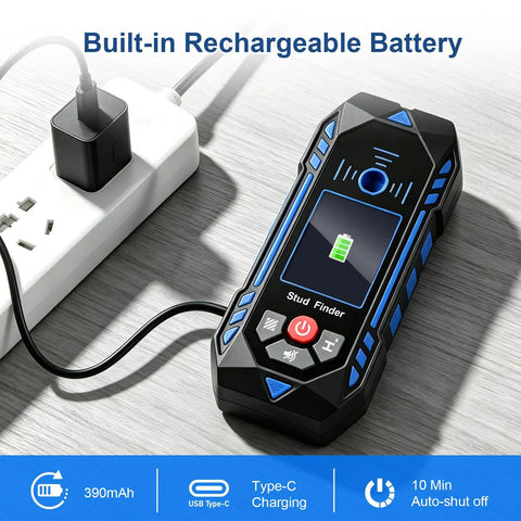 Straight Shooter Rechargeable Stud Finder And Wall Scanner With Adjustable Sensitivity Detects Wood Studs Metal Pipes And Live Ac Wires With Deep Precision For Boss Level Home Projects