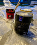 20 Pack 9x12 Ft Plastic Drop Cloths For Painting And Home Projects Waterproof Dustproof Tarp Shield with paint cans on top