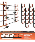 Heavy Duty Fishing Rod Holder Set For Garage Wall Or Ceiling Mounts With Soft TPU Pads, Horizontal Rod Storage Organizer, Secure Wall Mounts For Tackle And Poles, 4 Pack