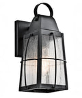 Tolerand 12 Inch Outdoor Wall Light In Textured Black With Clear Seeded Glass 1 Light Exterior Sconce For Porch And Patio