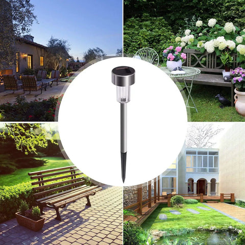 Outdoor Solar Pathway Lights 12 Pack Stainless Steel Waterproof LED Landscape Lighting For Yard Patio Walkway Garden
