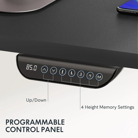 Programmable control panel of Crush Your Daily Desk Routine With This Height Adjustable Standing Desk with 4 memory settings.