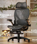 X100 Ergonomic Mesh Office Chair with Footrest featuring breathable mesh backrest and supportive lumbar in home office setting