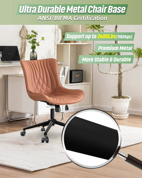 24 Inch Criss Cross Chair Base Replacement With Rubber Casters For Home Office Swivel Chairs, showing reinforced metal leg in matte black