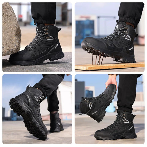 Heavy Duty Steel Toe Boots For Men Breathable High Top Work Shoes Lightweight Indestructible Safety Footwear For Industry Construction Black With Kevlar Insole And Puncture Resistance