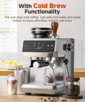 Espresso Machine With Built In Grinder And Milk Frother, 190-201F Temp Control, 44 Grind Settings, Silver Finish in kitchen