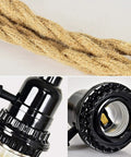 Triple Plug In Pendant Light Kit With 23 Ft Hemp Rope Cord Switch For Farmhouse Style Hanging Light DIY Fixture UL Certified Socket details