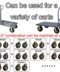 Heavy Duty Pneumatic Rubber Caster Set Featuring Smooth Swivel Brake Options rolls on 8 or 10 inch wheels with various cart combinations.