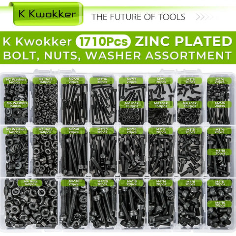 Massive 1710 Piece Metric Bolt Set With M2 M3 M4 Screws Nuts Washers Hex Socket Head Cap Screws 12.9 Alloy Steel Pro Grade