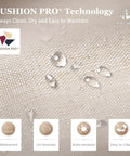 Cushion Pro technology fabric with waterproof, oil-resistant, stain-resistant, and easy to clean features shown.