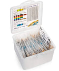 Open plastic box showing Massive 1200 Piece Resistor Assortment Kit With 38 Values, 1/4W 1% Metal Film Resistors, ROHS Compliant