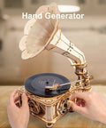 3D Wooden Gramophone Puzzle For Adults DIY Mechanical Model Kit 1 To 1 Replica Record Player For 7 inch vinyl