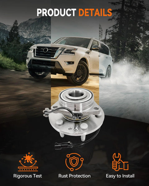 2 Pack Front Wheel Bearing Hub Assembly 515160 Fits Chevy Silverado 1500 Suburban Tahoe GMC Sierra 1500 Yukon Cadillac Escalade XTS ABS 6 Lug 2014 Through 2020 Vehicles with SUV in background