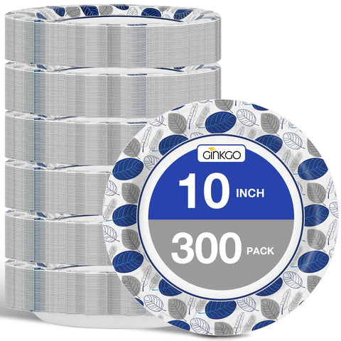 Bulk 300 Count 10 Inch Paper Plates Soak Proof And Cut Resistant Disposable Dinner Plates For Family Gatherings Travel Parties Picnics Holidays And Daily Use