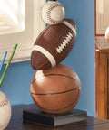 Sports Fan Youth Table Lamp 24 Inch Baseball And Football Athletic Desk Lamp In Brown And Orange, Sturdy Polyresin Base
