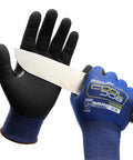 Fiberglass Free A5 Cut Resistant Gloves For Men With Touchscreen Safety, Nitrile Grip Coated, Blue XL, used for knife handling