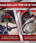 Image illustrating issues with a GY6 engine, highlighting power loss and spark plug disconnection affecting scooters and ATVs.