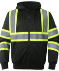 Hi-Vis Safety Zip-Up Hoodie Sweatshirt For Men And Women With Reflective Strips And Extended Trims Class 3 PPE Fleece Work Jacket