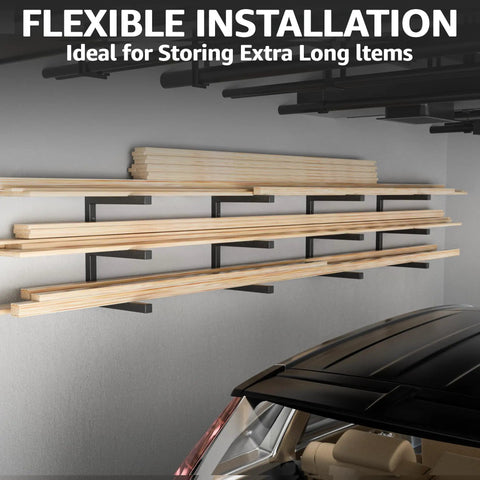 Beefy Wood Organizer And Lumber Storage Rack Wall Mount Heavy Duty Metal Shelf Six Levels Holds Up To 1200 Lbs with lumber stored