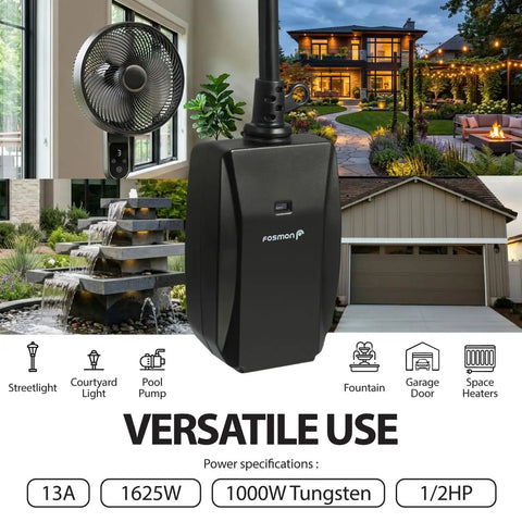 Weatherproof Outdoor Electrical Outlet Switch With Remote Control No Fuss Setup 3-Prong Plug-In ETL Listed Heavy Duty Outdoor Outlet Battery Included 1 Pack Lets You Turn Lights On Or Off From Indoors And Easy Pair Unpair