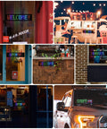 Images of Programmable LED Sign Dope With USB 5V Power High Bright LED Matrix Panel Smart App Control DIY Text Patterns Waterproof Bendable Car Window Display 15x4 Inch in various settings.