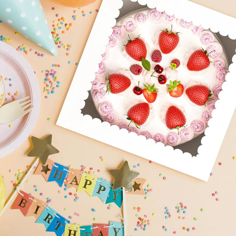 3 Pack Tall Cake Boxes With Clear Window 10x10x8 Inch Bakery Containers Including Thick Cardboard Boards Plus Decorative Stickers Straight Up Hits Different For Fresh Pastries