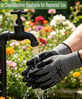 Washing Eight Pairs Breathable Latex Dipped Gardening Gloves for Men and Women One Size Fits Most under outdoor faucet