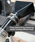Deluxe Pro Grade Variable Height Dust Extraction Hood With Flexible Rubber Cuff featuring self-locking clamps.
