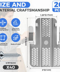 Image showing 20 Pack Drywall Repair Clips With 40 Stainless Steel Screws Fits Half And Five Eight Inch Panels with dimensions.