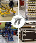 Top Shelf Super Heavy Duty Caster Yoke Replacement Featuring Adjustable Slot Plates And Smooth Swivel Pivots in a workshop setting.