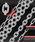 CREWORKS hand chain hoist chain, galvanized steel links, G80 load chain close-up
