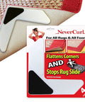 Rug Corner Grippers Four Pack That Keeps Rugs Flat And In Place, No More Curling, Reusable Carpet Grip Pads package