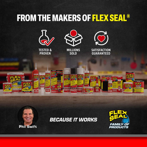 Heavy Duty Flex Seal Silicone Spray Is The Ultimate Gunk Buster For Your Home And Auto displayed with other Flex Seal products.