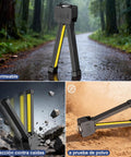 Lit Gym Lighting On The Go Portable Magnetic Work Light in a forest, showing waterproof feature, black body with yellow LED.