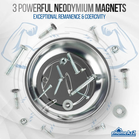 Magnetic Tray 3 Piece Set Round Stainless Steel Magnetic Parts Trays For Screws Nuts Bolts Pins Grab N Go Tools on tray